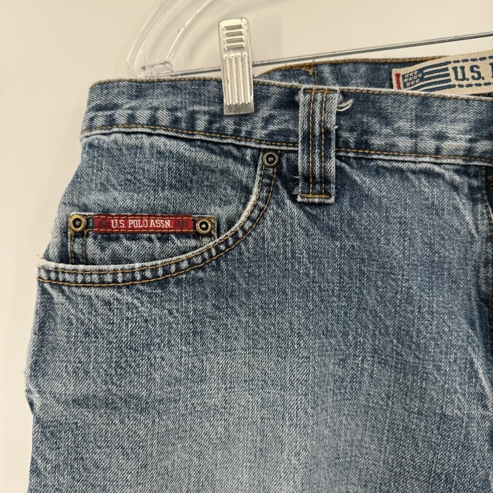 VTG US Polo Assn Shorts Mens 34 Blue Baggy Carpenter 12" Hammer Loop Hip Hop Y2K - Picture 2 of 8